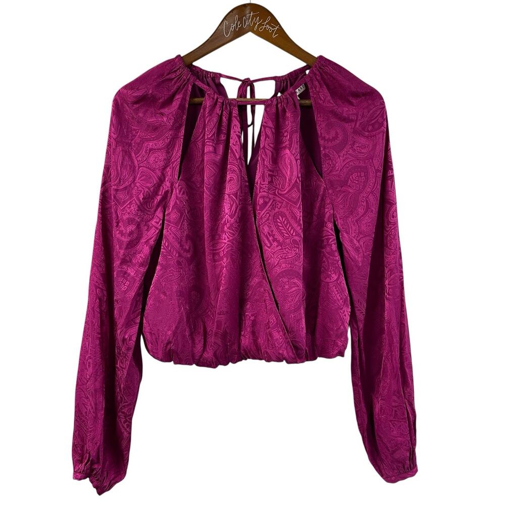Veronica Beard Blouse Sionne Paisley Silk Blend Top Magenta 0
